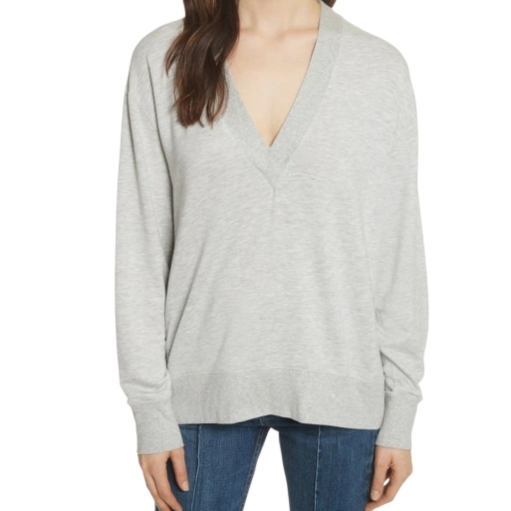 Rag & Bone Flora V-Neck Gray Swearshirt